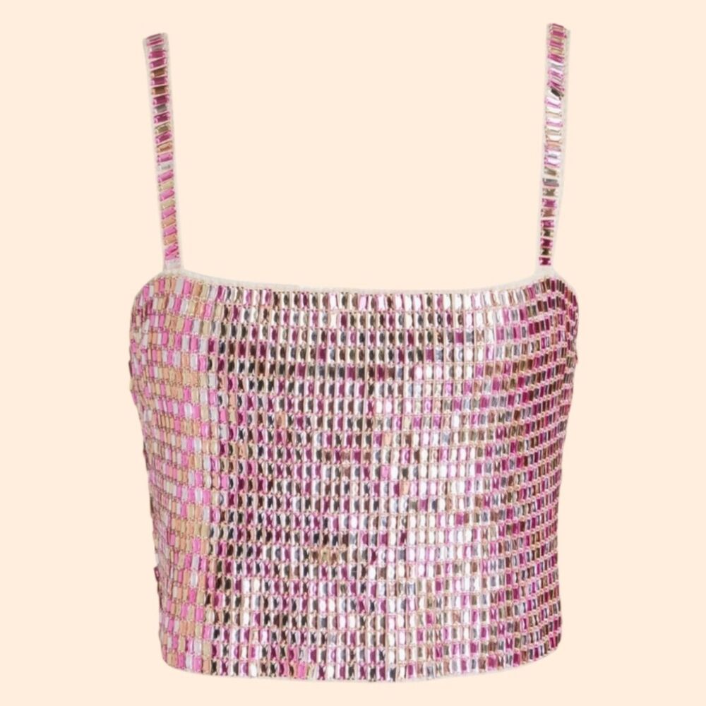 Sandro Cropped Embellished Knit Top